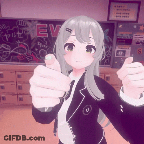 Girl Giving Thumbs Up In Front Of Blackboard Saying EV GIF