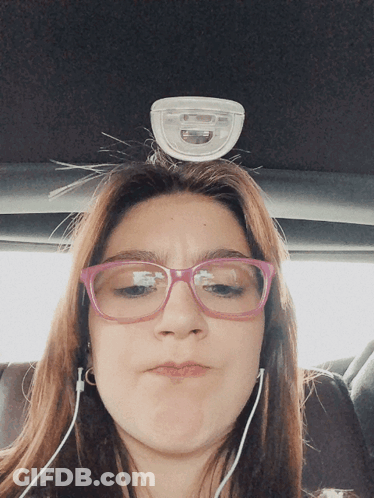 Girl Glasses Ear Buds Light On Head GIF