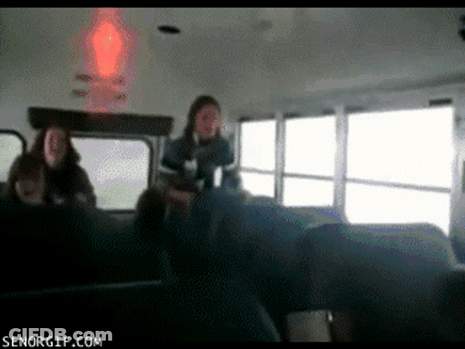 Girl Got Slammed Inside Bouncy Bus GIF