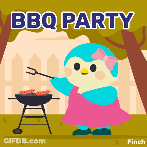Girl Grilling Sausages BBQ Party GIF