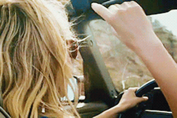 Girl Having Fun On Road Trip Meme GIF