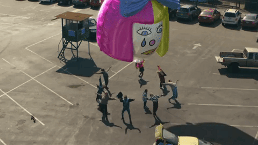 Girl Head Balloon GIF
