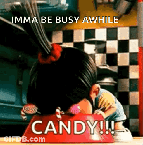 Girl Head In Bowl Imma Be Busy Awhile Candy GIF