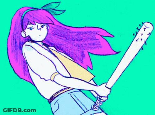 Girl Holding Baseball Bat GIF