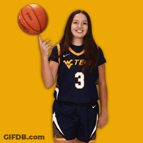 Girl Holding Basketball Number 3 GIF