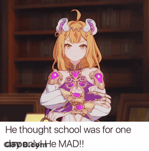 Girl Holding Book Caption School Was One Day GIF