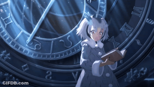 Girl Holding Book In Front Of XII Clock GIF