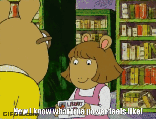 Girl Holding Book Saying Library GIF