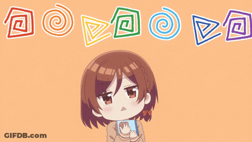 Girl Holding Book With Rainbow Swirl GIF