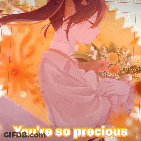 Girl Holding Bouquet Saying You're So Precious GIF