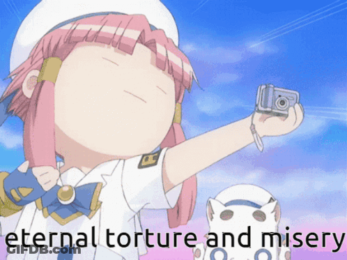 Girl Holding Camera With Eternal Torture And Misery GIF