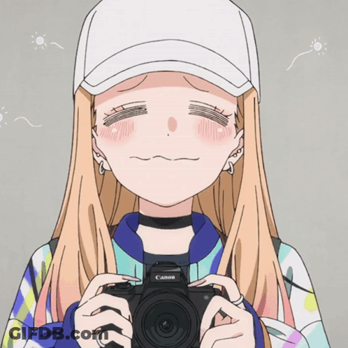 Girl Holding Canon Camera Making Face GIF