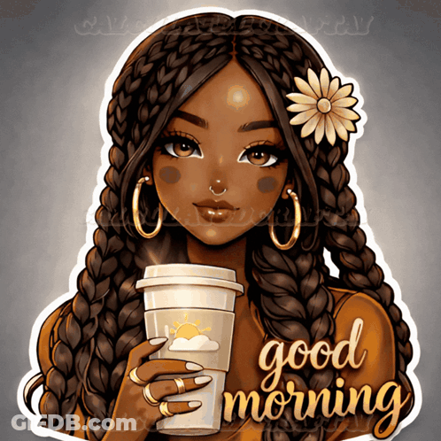 Girl Holding Coffee Saying Good Morning GIF