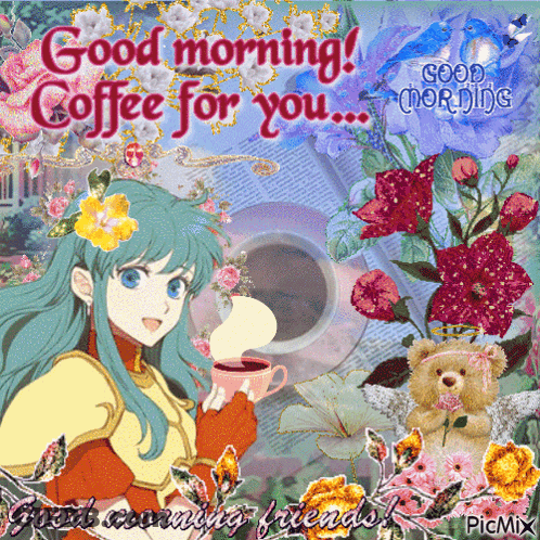 Girl Holding Coffee Saying Good Morning Coffee For You GIF
