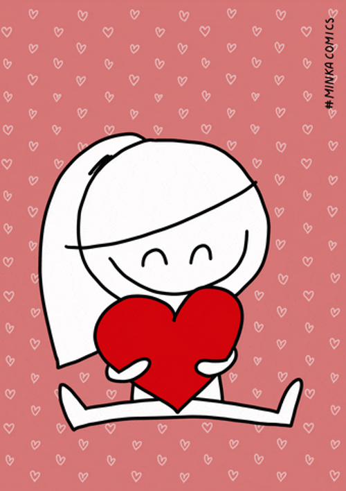Girl Holding Corazon Sketch GIF
