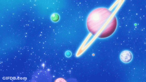 Girl Holding Donut In Space GIF