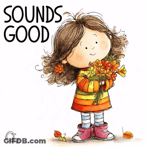 Girl Holding Flowers Saying Sounds Good GIF