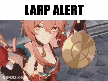Girl Holding Gong Larp Alert GIF
