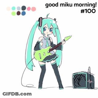 Girl Holding Guitar Saying Good Miku Morning GIF