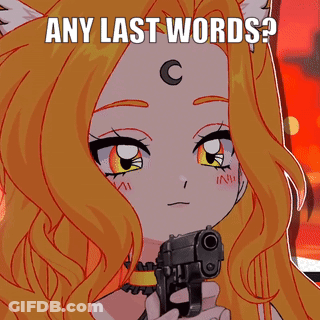 Girl Holding Gun Any Last Words GIF