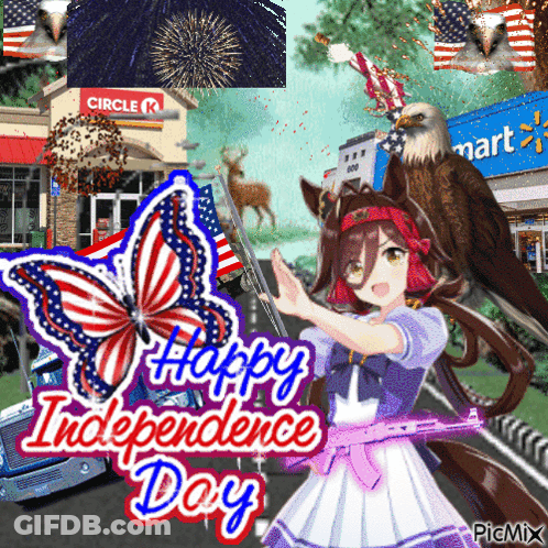 Girl Holding Gun Happy Independence Day GIF