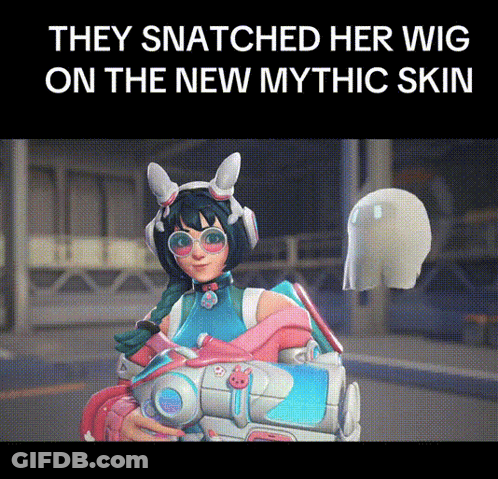 Girl Holding Gun Snatched Her Wig Mythic Skin GIF