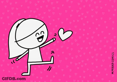 Girl Holding Heart On Pink Background #Minimcomics GIF