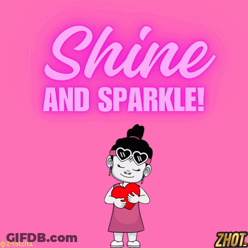 Girl Holding Heart Saying Shine Sparkle GIF