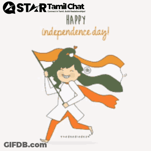 Girl Holding Indian Flag Saying Happy Independence Day GIF