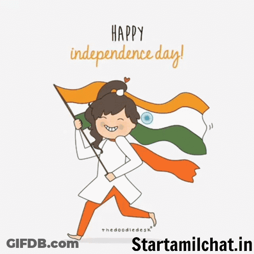 Girl Holding Indian Flag Saying Happy Independence Day GIF