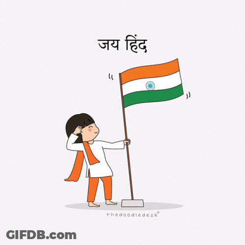 Girl Holding Indian Flag Saying The Doodledesk GIF