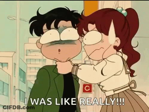 Girl Holding Man's Neck Saying I Was Like Really GIF