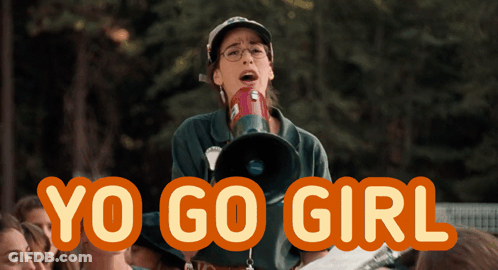 Girl Holding Megaphone Saying Yo Go Girl GIF