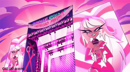 Girl Holding Microphone Near Coming Soon Sign GIF