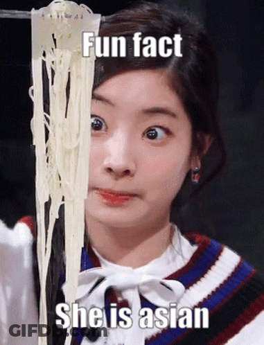 Girl Holding Noodles With Fun Fact GIF