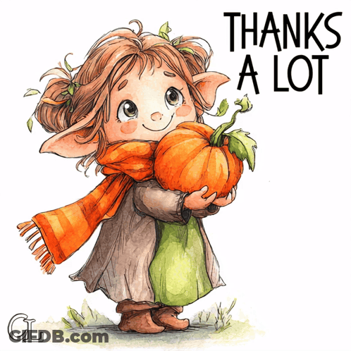 Girl Holding Pumpkin Saying Thanks A Lot GIF