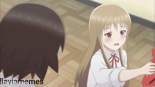 Girl Holding Red Object In Front Of Boy Flaviamemes GIF