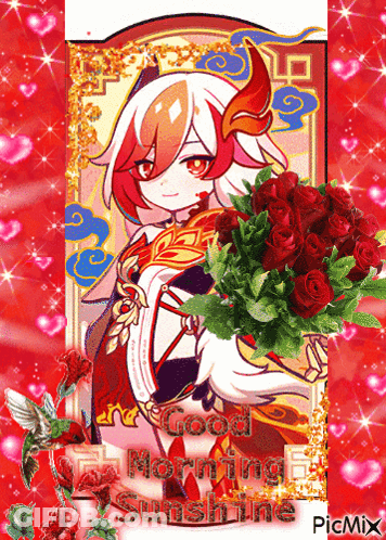 Girl Holding Red Roses Good Morning Sunshine GIF