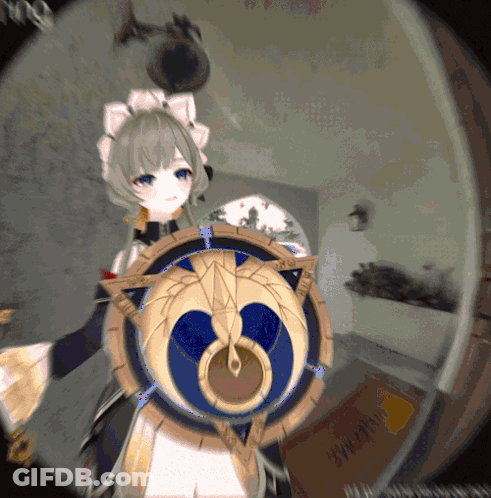 Girl Holding Shield Saying Welcome GIF