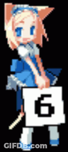 Girl Holding Sign Saying 6 GIF