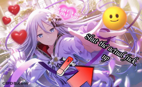 Girl Holding Smiley Saying Shut The Actual Fuck Up GIF