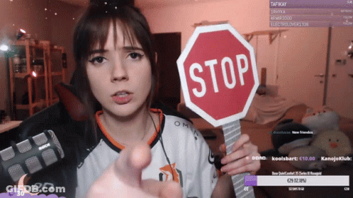 Girl Holding Stop Sign GIF