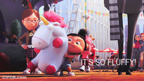 Girl Holding Stuffed Unicorn It's So Fluffy GIF