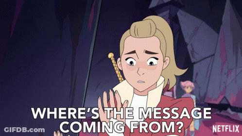Girl Holding Sword Saying Where's The Message Coming From GIF