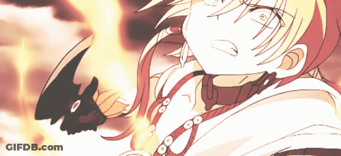 Girl Holding Sword With Flame Behind Her GIF