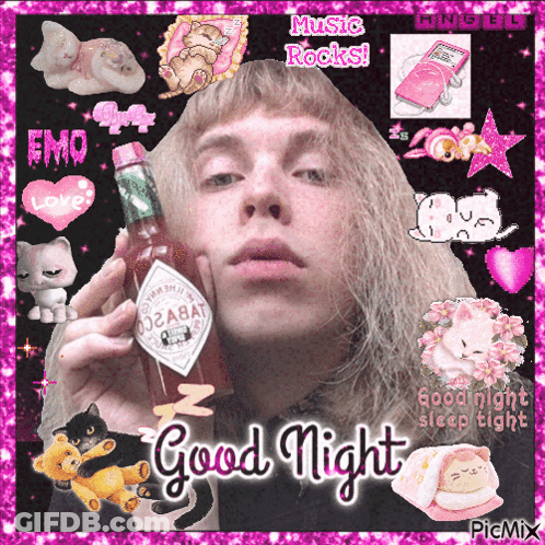 Girl Holding Tabasco Sauce Says Good Night GIF