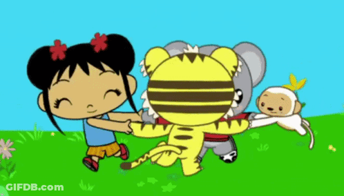 Girl Holding Tiger And Koala GIF