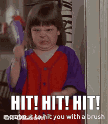 Girl Holding Toothbrush Hit Hit Hit GIF