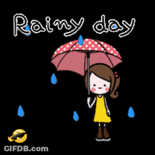 Girl Holding Umbrella Rainy Day GIF
