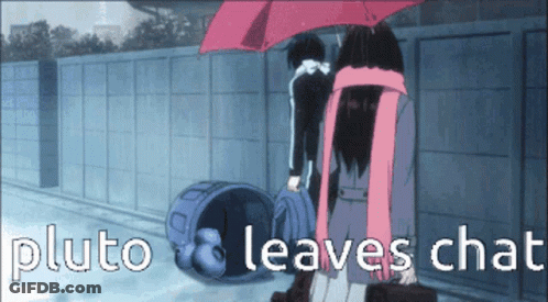 Girl Holding Umbrella Saying Pluto Leaves Chat GIF